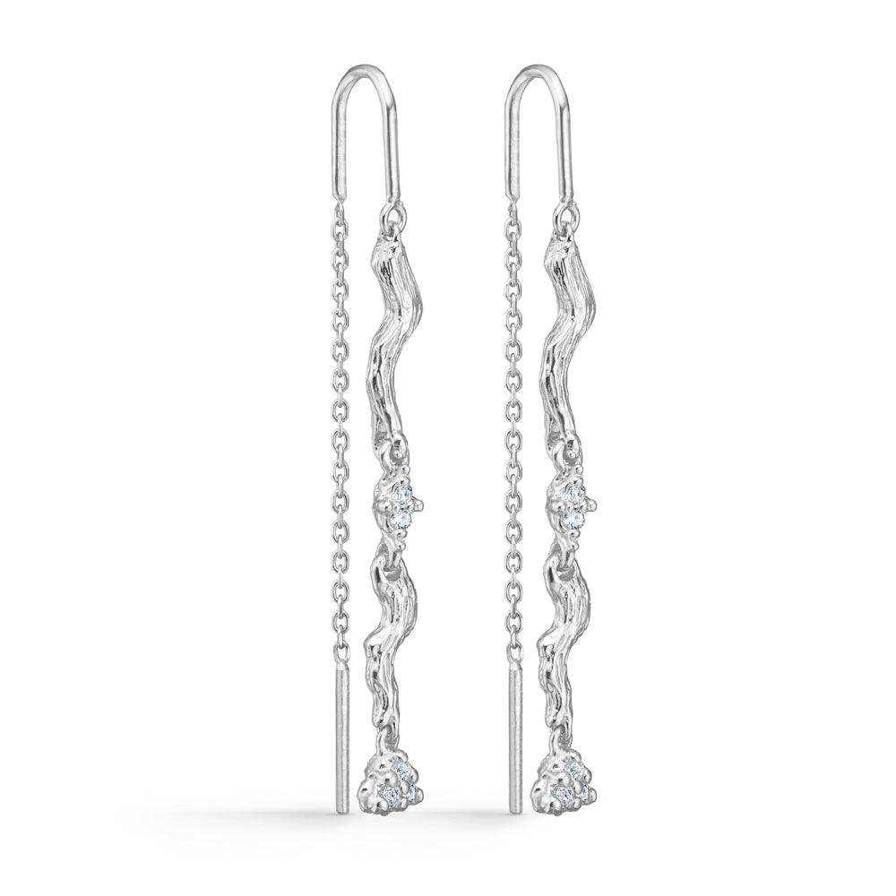 Studio Z Tangled Chain Ohrringe Silber mit Zirkonia, elegante Kettenohrringe mit Wellendesign. Modell 7107849-1