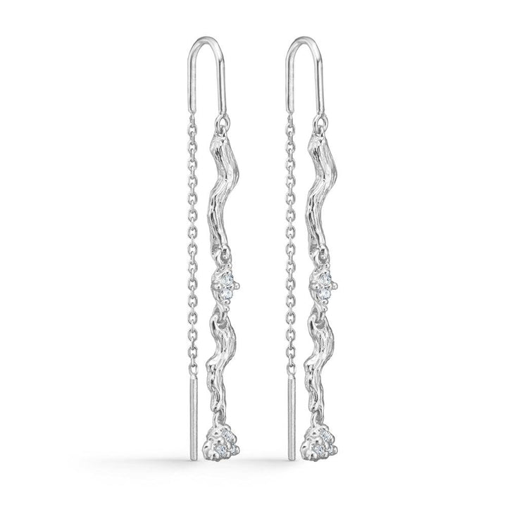 Studio Z Tangled Chain Ohrringe Silber mit Zirkonia, elegante Kettenohrringe mit Wellendesign. Modell 7107849-1