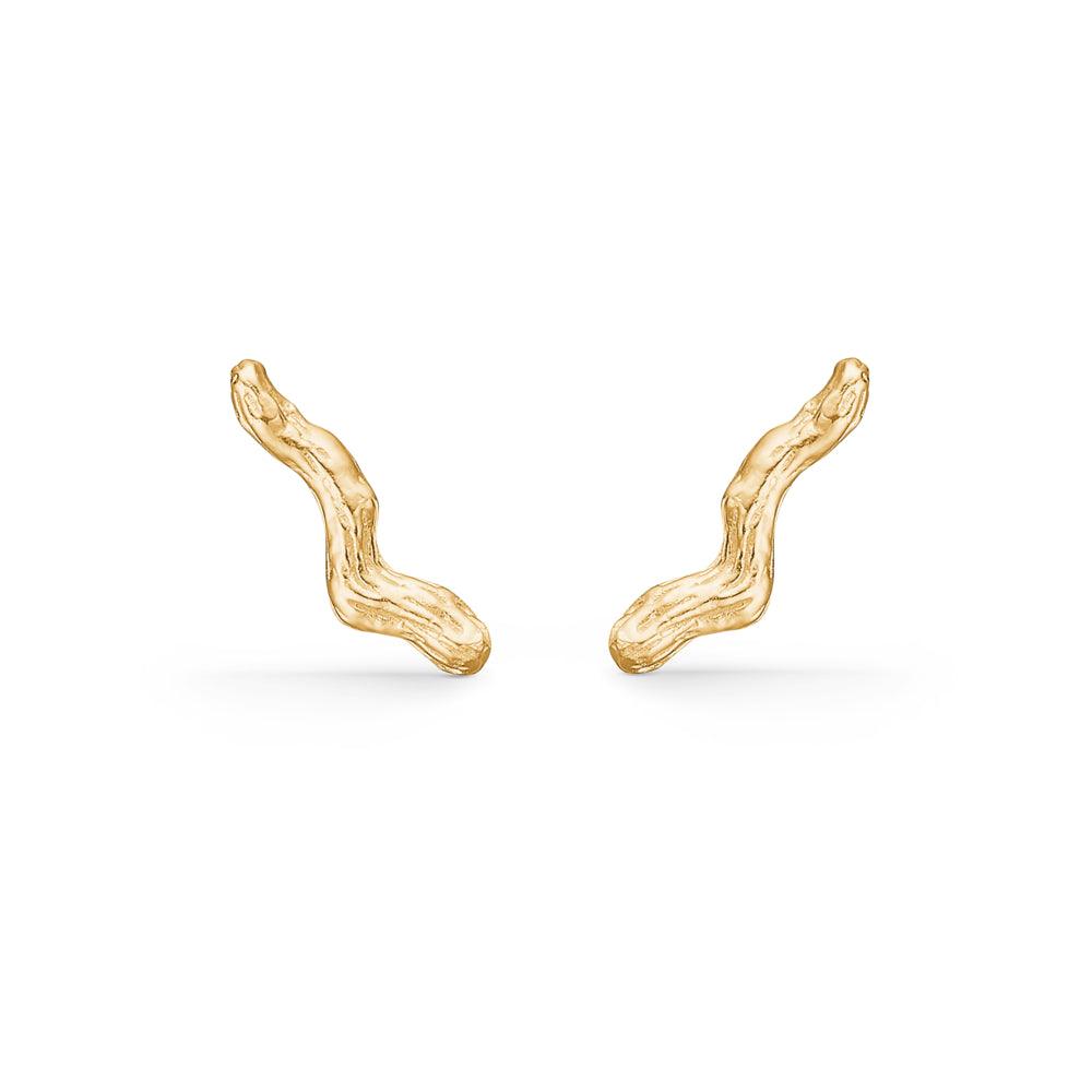 Studio Z Tangled Ohrringe in vergoldeter Optik, organische Formen auf weißem Hintergrund. Modell 7210814