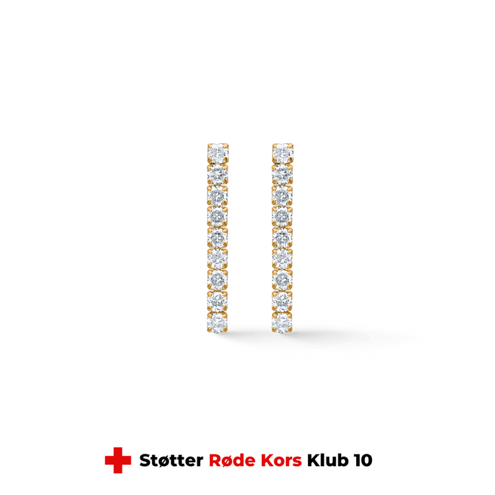 studio-z-tennis-earrings-30mm-in-gold-platted-sol-with-zirconia, Vorderansicht vergoldeter Ohrringe mit Zirkonia-Steinen. Modell 7217000-1