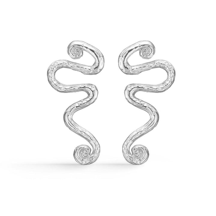Studio Z Wave Ohrringe in Silber mit gedrehter organischer Form, Detailansicht der Textur. Modell 7110846-1