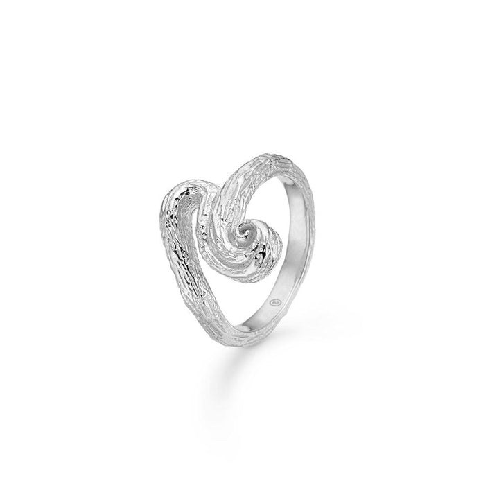 Studio-Z-Wellenring aus Silber mit skulpturaler, wellenförmiger Form und roher Oberflächenstruktur. Modell 7140845-001