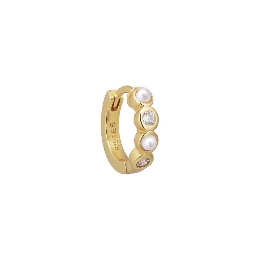 The Earring Shop Ellie Huggie Pearl/White - Øreringe - FW2308