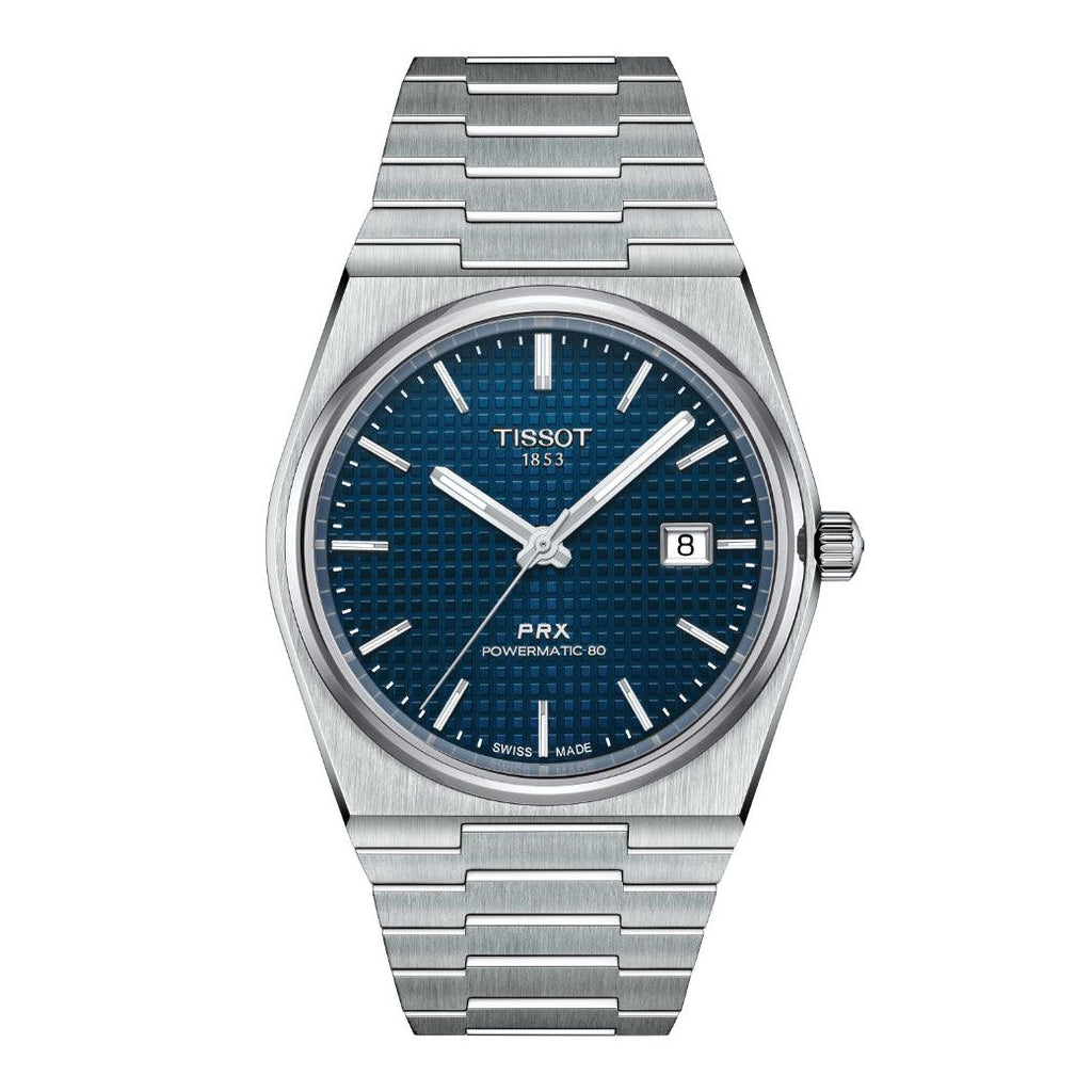 TISSOT PRX POWERMATIC 80 MED BLÅ URSKIVE - Herreur - T1374071104100