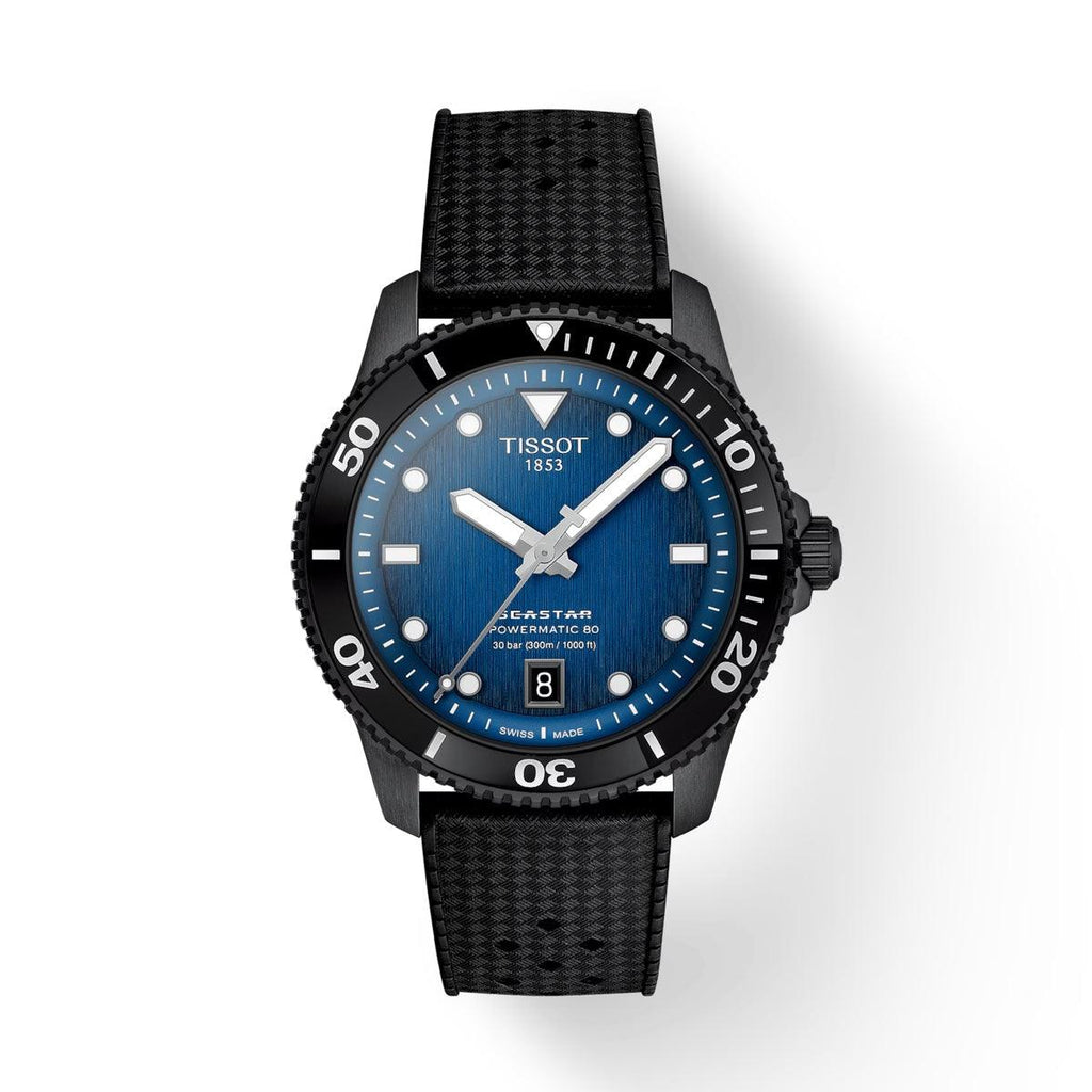 TISSOT SEASTAR 1000 POWERMATIC 80 40MM MED GUMMIREM - Herreur - T1208073704100