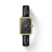 TISSOT SRV 30 MM – GOLD PVD / SCHWARZES LEDERARMBAND