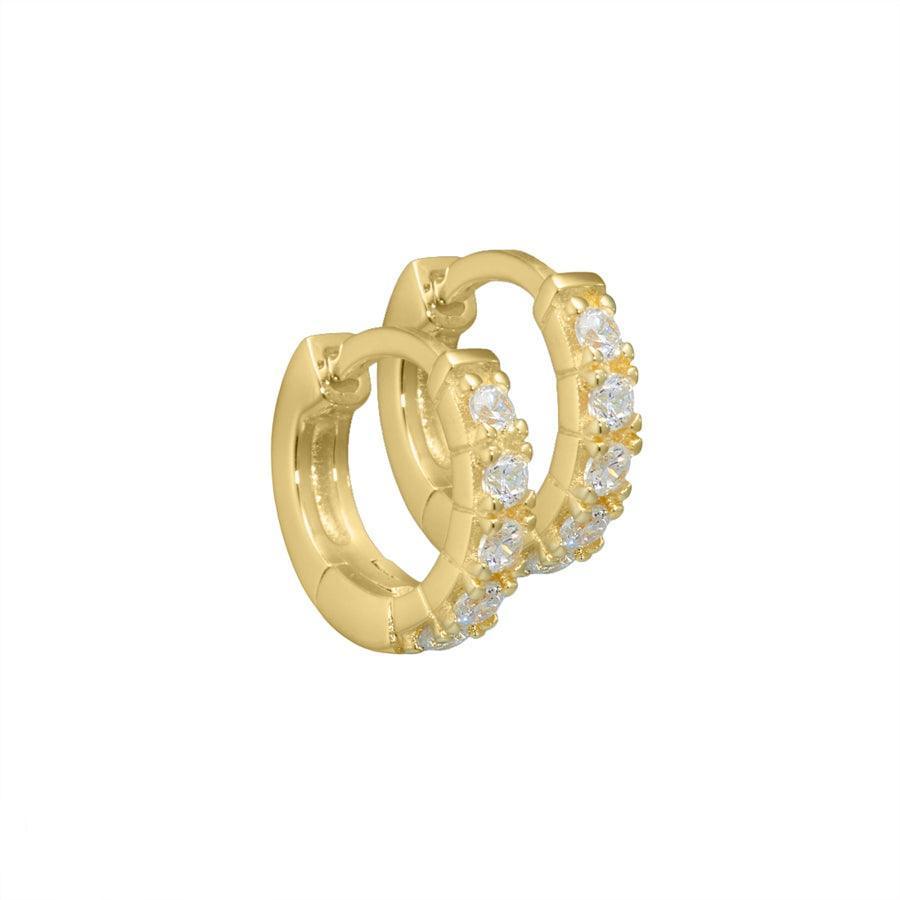 Aqua Dulce Darling Ohrringe versilbert 10-7 mm, runde Creolen mit klaren Steinen, Modell 2099-2099-1.