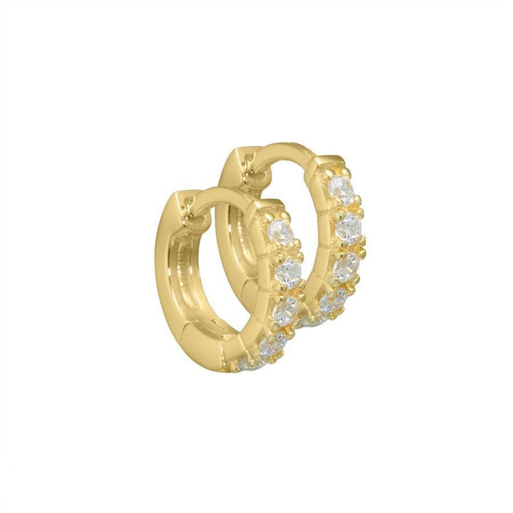 Aqua Dulce Darling Ohrringe versilbert 10-7 mm, runde Creolen mit klaren Steinen, Modell 2099-2099-1.