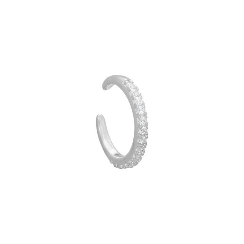 Aqua Dulce Laerke Ear Cuff in Silber mit funkelnden Steinen, eleganter und schlichter Stil. Modell 3842-3842-1.