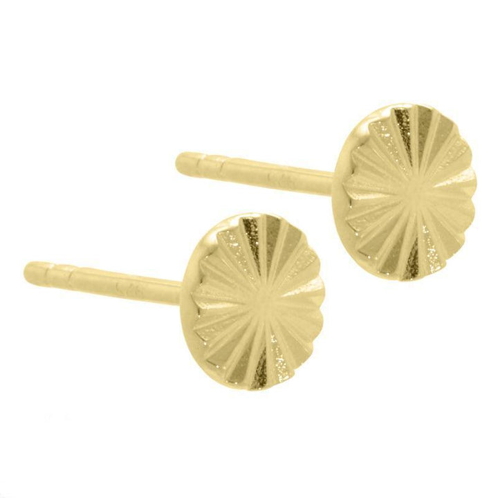 Aqua Dulce Line Coin Ohrringe aus vergoldetem Silber mit gemusterter Oberfläche in glänzendem Goldfinish. Modell 4119-4119-1