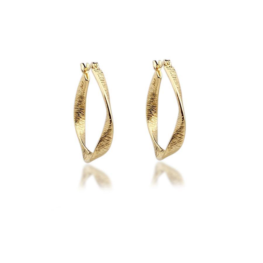Aqua Dulce Twisted Lines Creoler sølvforgyldt - Hoop 28 mm - 5187 - Øreringe - 5187