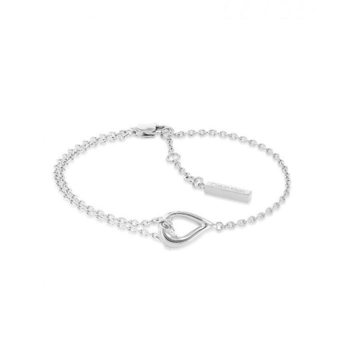 Calvin Klein Sculptured Drops Armband, stahlfarbenes Armband mit Tropfenanhänger und Balkendetail, Modell 35000076-35000076-1