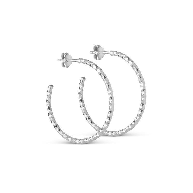 Enamel Diamond Cut Hoops Large - E148S - Øreringe - E148S