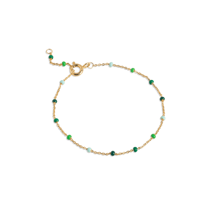 enamel Lola-Armband Frühling, Feingoldarmband mit grünen und hellen Perlen, Modell spring-b66g-spring-b66g-spring-1