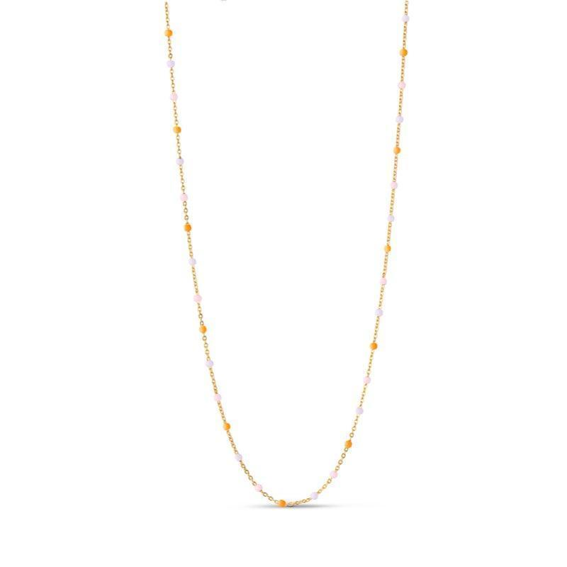 enamel Lola vergoldete Halskette N55g himmlisch mit feinen farbigen Perlen, elegante schlichte Kette. Modell N55G-HEAVENLY