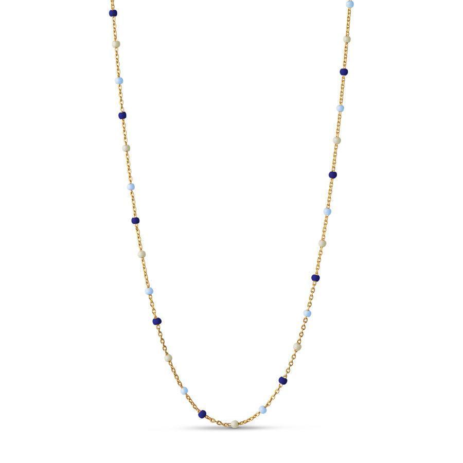 enamel Lola-Halskette Marine, Goldkette mit blauen und hellen Perlen, Modell N55G-MARINE-N55G-MARINE-1
