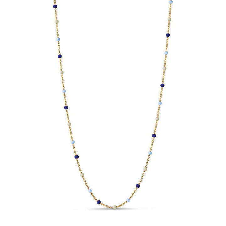 enamel Lola-Halskette Marine, Goldkette mit blauen und hellen Perlen, Modell N55G-MARINE-N55G-MARINE-1