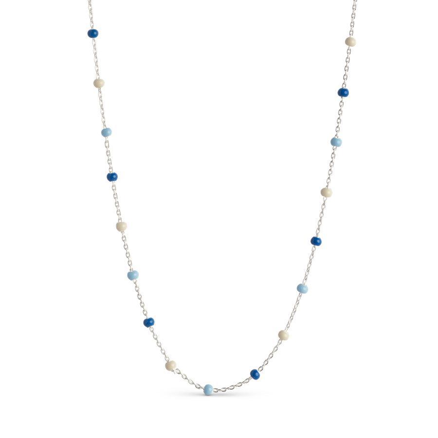 enamel Lola-Halskette Marine, Silberkette mit blauen und weißen Perlen, Modell n55s-marine-n55s-marine-1