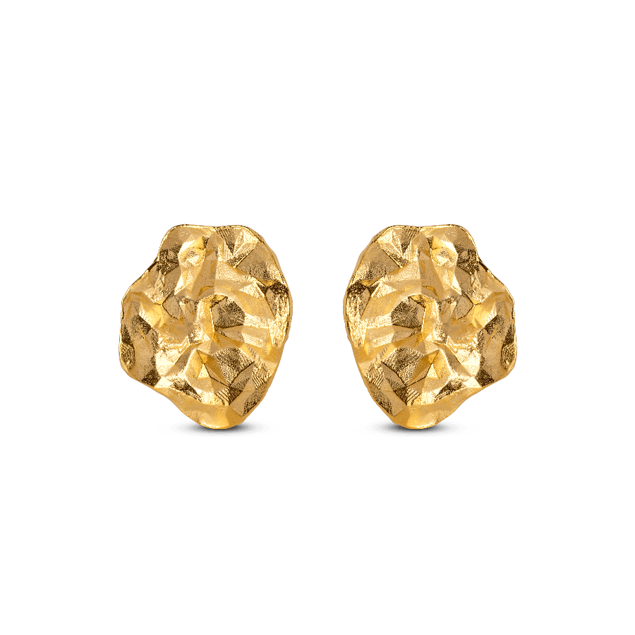 Enamel Windige Ohrringe in mattgoldener Farbe mit organischer, roher Oberfläche, Modell e303gm-e303gm-1.
