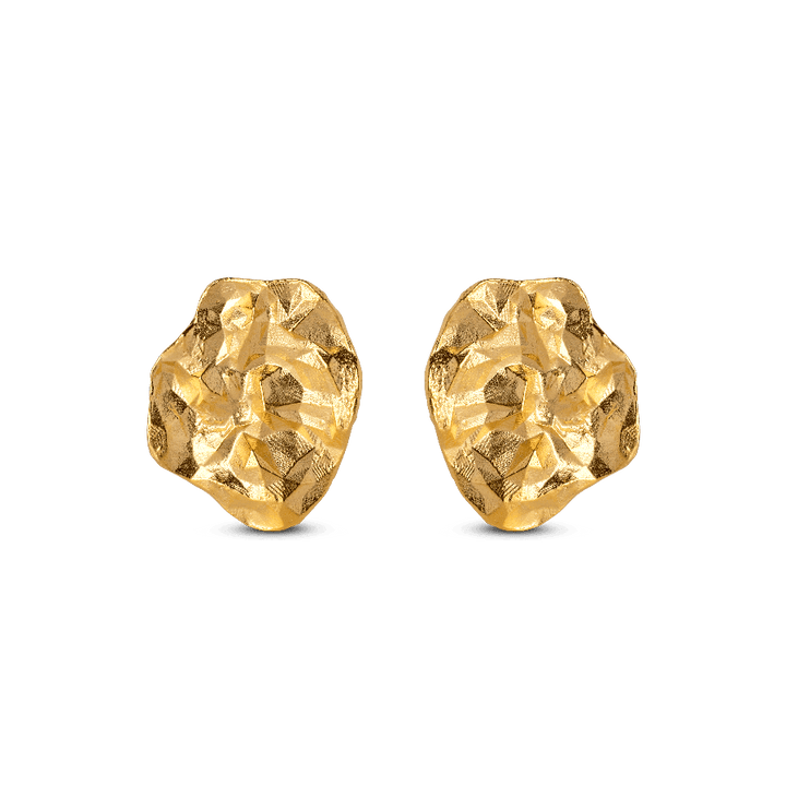 Enamel Windige Ohrringe in mattgoldener Farbe mit organischer, roher Oberfläche, Modell e303gm-e303gm-1.