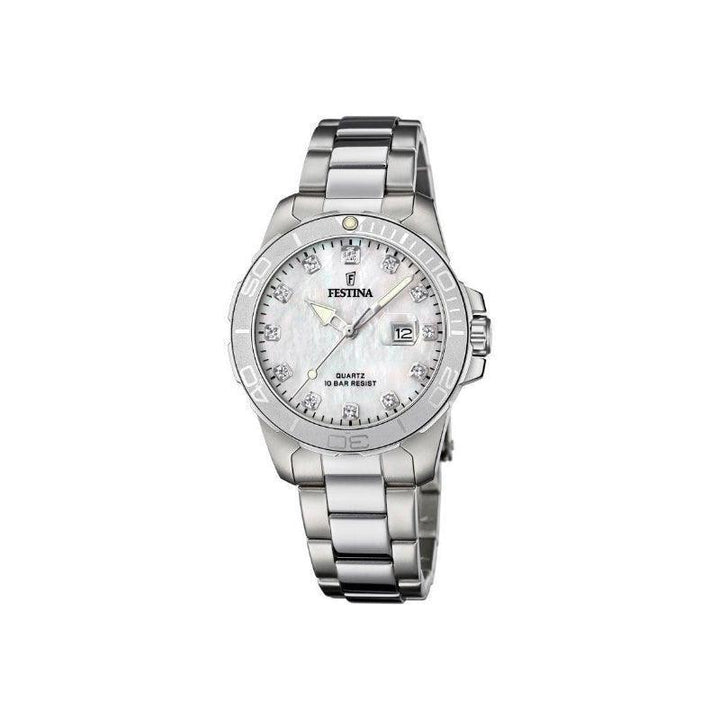 Festina Damenuhr Lady S Sport mit silberfarbenem Stahlgehäuse und Perlmuttzifferblatt, Modell 205031-205031-1