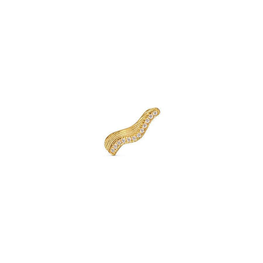 herieth-paul-x-polar-jewelry-utulvi-gold-platted-22kt Goldring, wellenförmiges Design mit klaren Steinen in Gold, Modell UTU-ST-GD-WZ-00510-1.