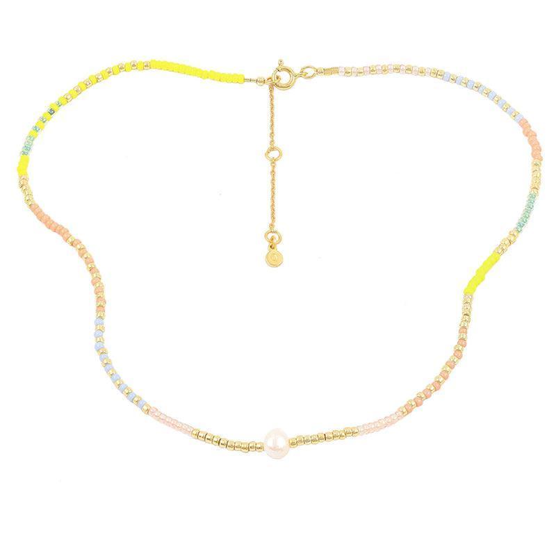 Hultquist Copenhagen Alaina-Halskette mit mehrfarbigen Perlen und goldfarbenem Verschluss, Modell S08164G-S08164G-1