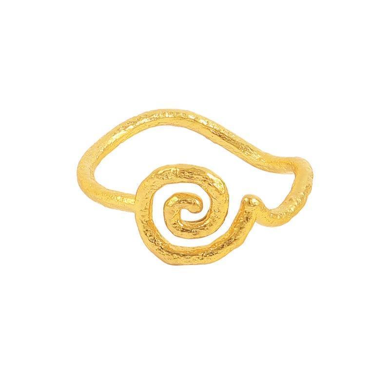 Hultquist Copenhagen Halley-Ring aus goldenem Metall mit spiralförmigem, organischem Design. Modell S08096G-S08096G-002-1.