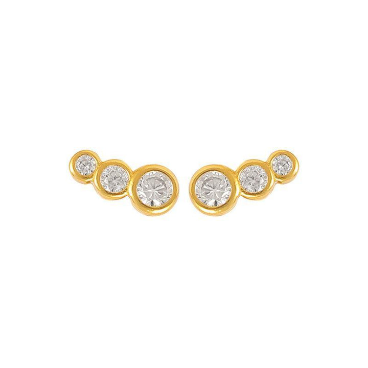 Hultquist Copenhagen Lucian White Ohrringe mit vier weißen Steinen in vergoldetem Design. Modell S08176G-W-1.