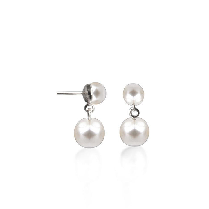 Jeberg Jewellery Double Pearl Ohrringe, Silber mit zwei weißen Perlen in elegantem Design. Modell 51852-51852-1