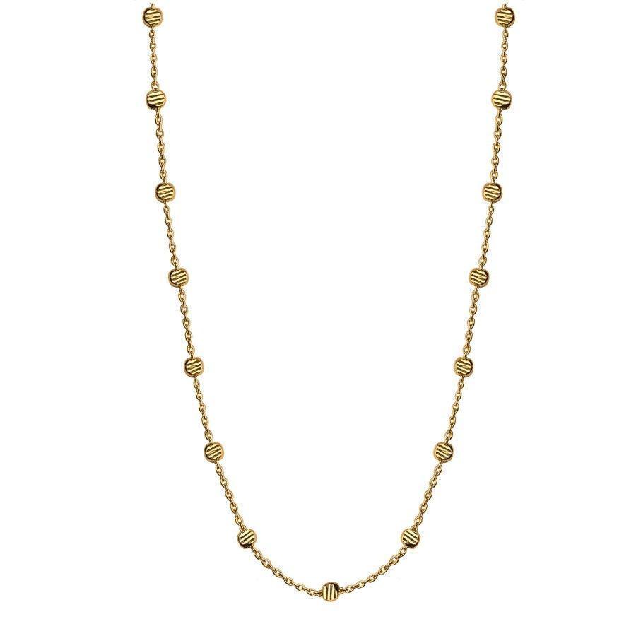Jeberg Jewellery Gold Beads Halskette, Knöchelkette aus vergoldetem Silber mit kleinen gerillten Goldperlen. Modell 4575-42-g.