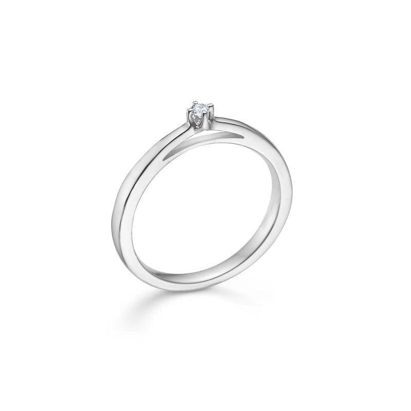 Mads Z 14 kt. Crown Ring Hvidguld 0.04 ct. - Ringe - 1641604-001
