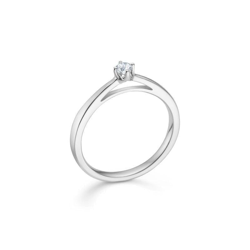 Mads Z 14 kt. Crown Ring Hvidguld 0.09 ct. - Ringe - 1641609-001
