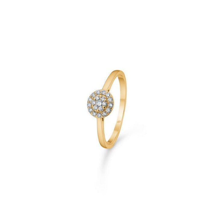 Mads Z 14 kt Eleanor Petite Ring 0,16 ct mit Diamanten in runder Fassung auf einem schlanken Goldring. Modell 1541074-001-1