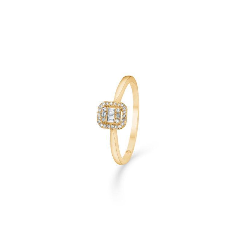 Mads Z 14 kt. Elizabeth Diamantring 0,09 ct. eleganter Goldring mit quadratischem Diamantkopf, Modell 1541030-001