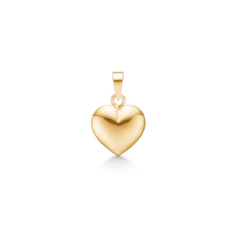Mads Z 14 kt. Goldherzanhänger 11mm zeigt einen polierten, herzförmigen goldfarbenen Anhänger. Modell 8530531