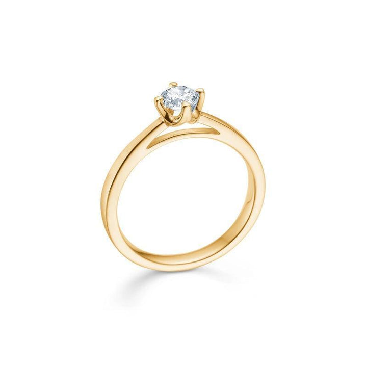 Mads Z 14-karätiger Kronendiamantring mit 0,34 ct im Profil mit einem einzelnen runden Brillantring aus Gold. Modell 1541634-001-1