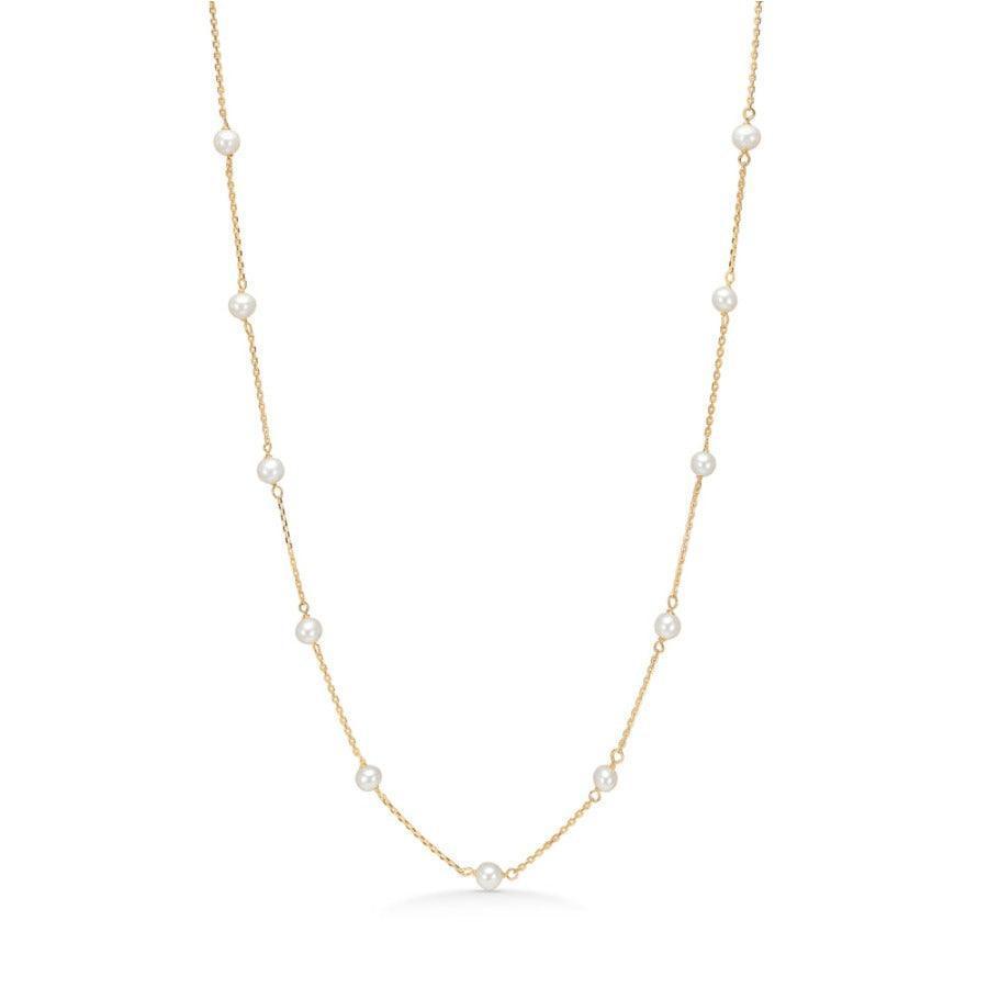 Mads Z 8 Karat Gold Moonlight Halskette mit Süßwasserperlen an feiner Goldkette, Modell 3323117-3323117-1