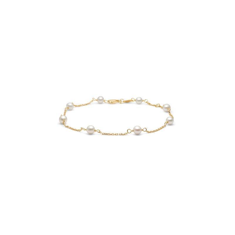 Mads Z 8 kt Moonlight-Armband mit kleinen weißen Perlen in goldfarbener Kette, Modell 3353116-1