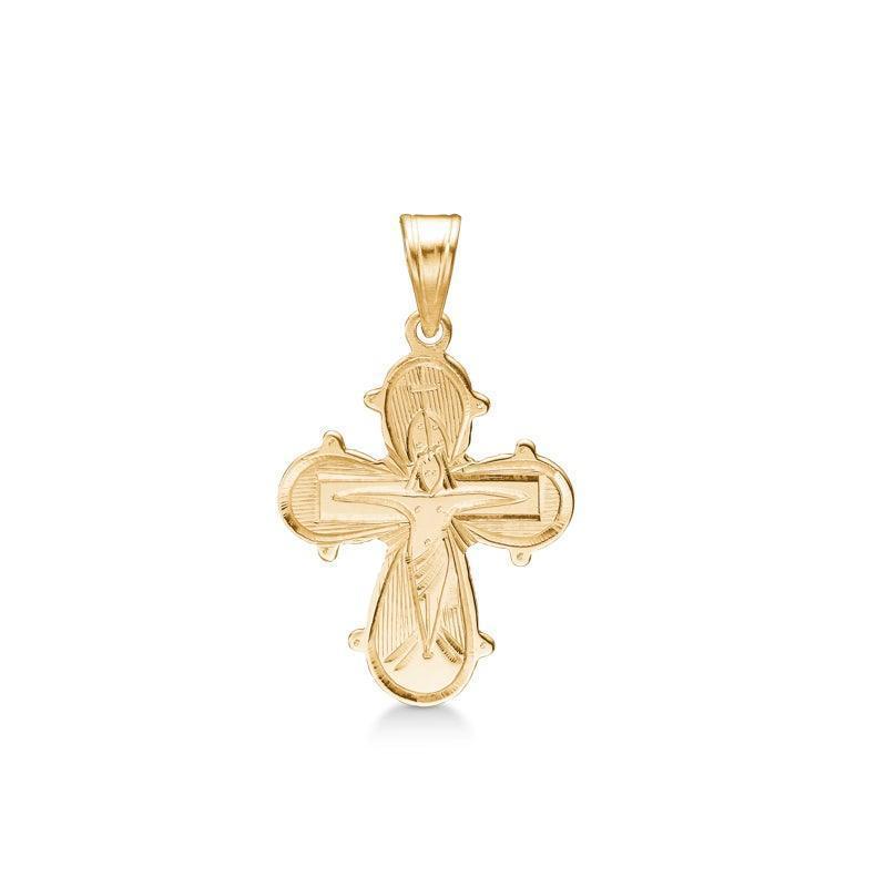 Mads Z Daymark Kreuz aus 8 Karat Gold, Kreuzanhänger mit graviertem Motiv, polierte Oberfläche. Modell 8330538-1
