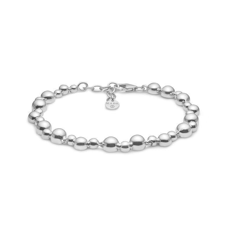 Mads Z Silver Embedded Ball Armband in Nahaufnahme, poliertes Silberkugeldesign, Modell 2150084-1