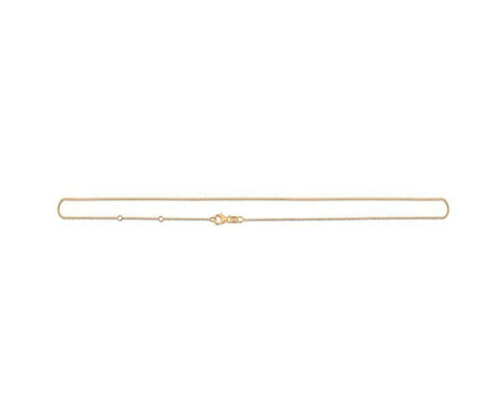 Mads Z Silbervergoldete Venezia-Halskette 80 cm flach dargestellt mit schlichter, glänzender Goldoberfläche und Karabinerverschluss. Modell 9220132-1