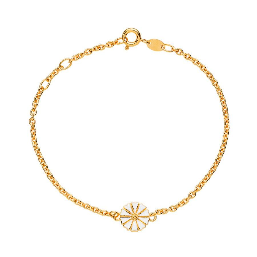 Gänseblümchen-vergoldetes Armband mit weißem Gänseblümchen-Anhänger in vergoldeter Kette, Modell 901009-M