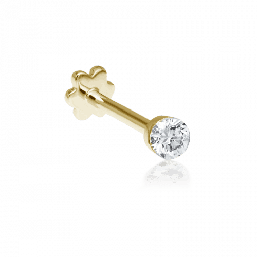 Maria Tash 2,5 mm unsichtbarer Diamant-Gewindestecker aus 18 Karat mit klarem Diamanten in Gold, Modell XIV25D-001-1.