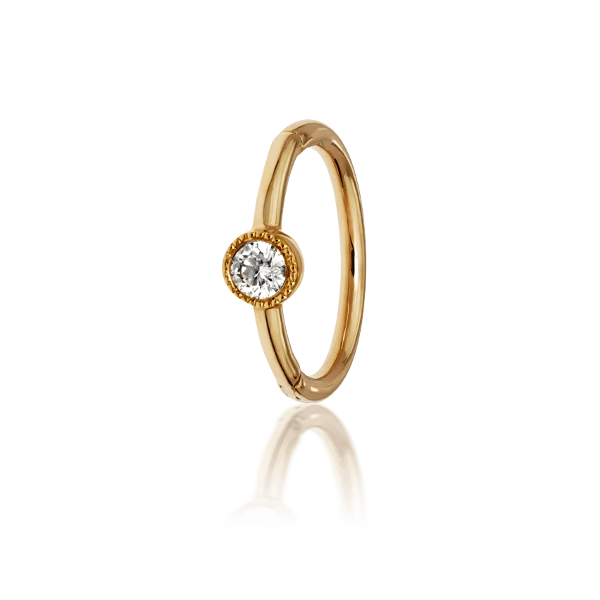 MARIA TASH 8mm Scalloped Diamond Hoop Clicker - Øreringe - XRSCD-YG-D8
