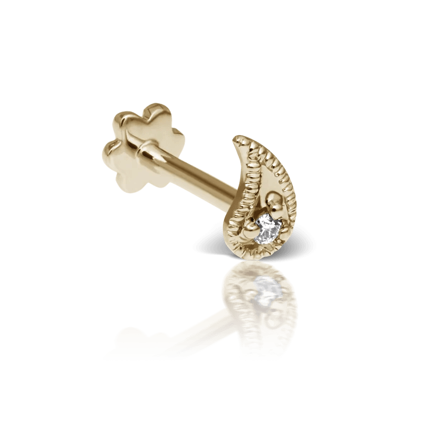 MARIA TASH Diamond Paisley Threaded Stud Left - Øreringe - XPAISLD-YG-W5-L-001