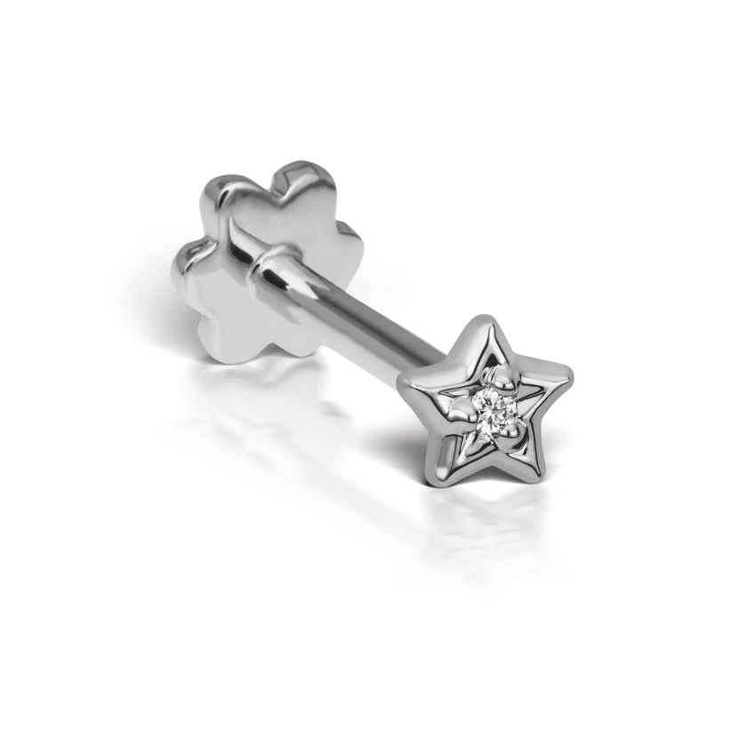 Maria Tash Diamond Solitaire Star Ohrstecker aus Weißgold mit Stern- und Diamantdetail, Modell XSSTARD-WG-W3-001-1