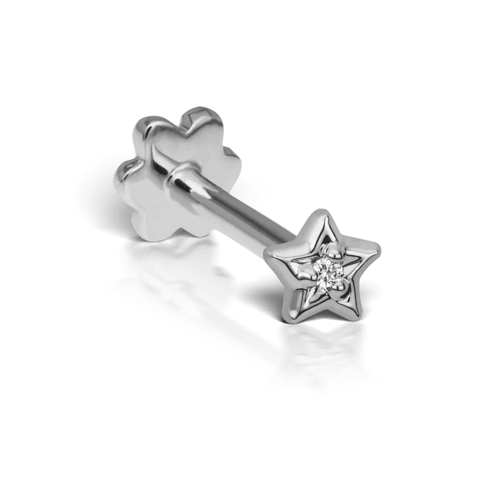 Maria Tash Diamond Solitaire Star Ohrstecker aus Weißgold mit Stern- und Diamantdetail, Modell XSSTARD-WG-W3-001-1