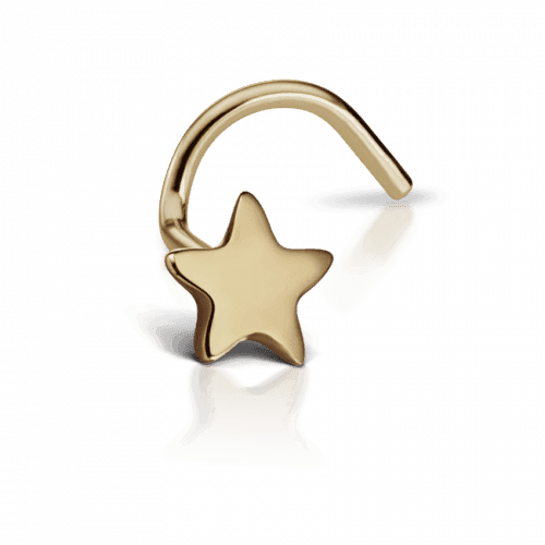 Maria Tash Nasenpiercing Plain Star 14kt, einzelner Nasenstecker aus hellem Gold in Sternform. Modell nstar-1