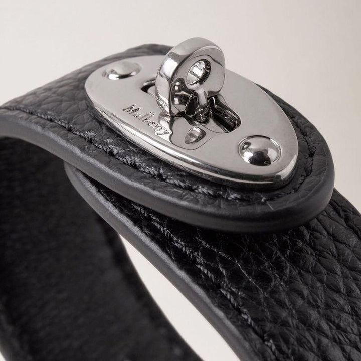 Mulberry Armband Bayswater Lederarmband aus schwarzem Leder mit silbernen Details, Modell QB2157205A100-001